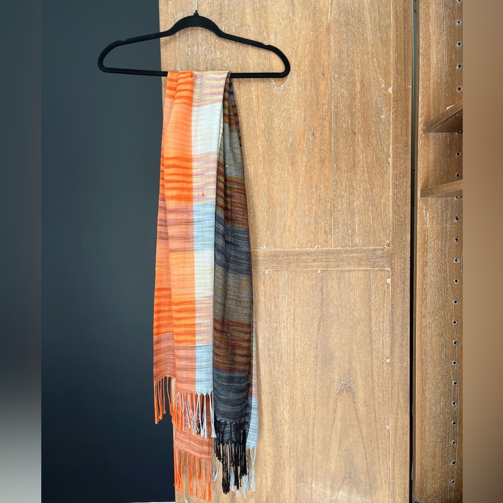 Multicolor Striped Lightweight Knit Scarf